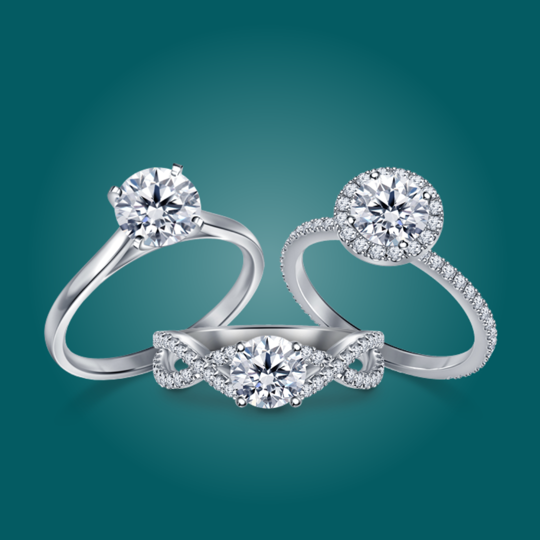 Curved, diamond women's wedding rings.